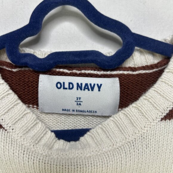 Old Navy Knit Sweater Toddler Size 3t Striped 100% Cotton - Picture 2 of 6